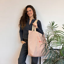 Indlæs billede til gallerivisning Ekstra stor shopper med striber