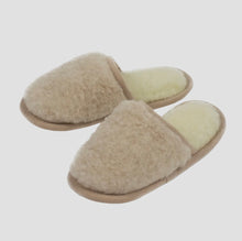 Indlæs billede til gallerivisning Hjemmesko i 100 % merinould, med øko-lædersål, beige