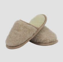 Indlæs billede til gallerivisning Hjemmesko i 100 % merinould, med øko-lædersål, beige