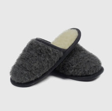 Indlæs billede til gallerivisning Hjemmesko i 100 % merinould, med øko-lædersål, grafit