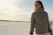 Indlæs billede til gallerivisning Uldsweater, grå med stor rullekrave