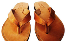 Indlæs billede til gallerivisning Flipflop sandaler i læder - naturlig tan
