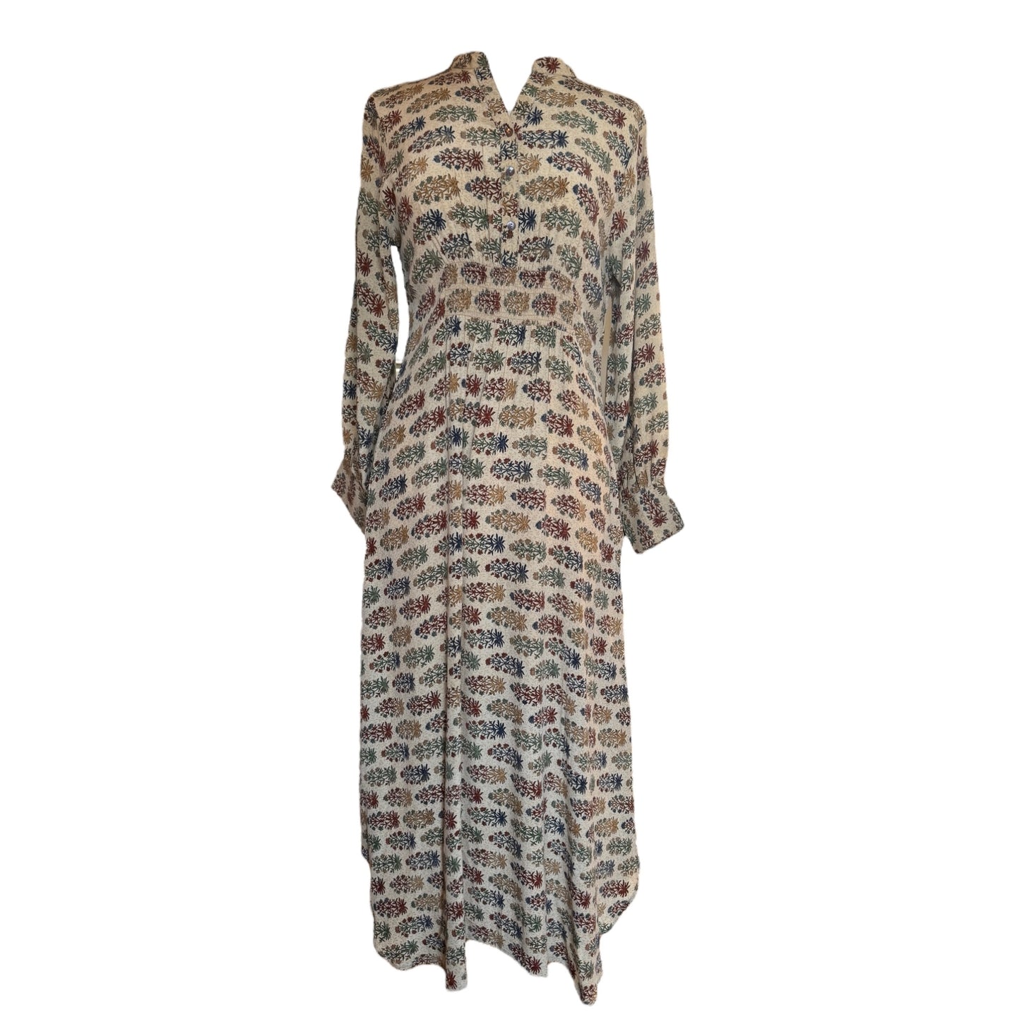 Silkekjole i jordfarver, i str. small/medium fra Cofur