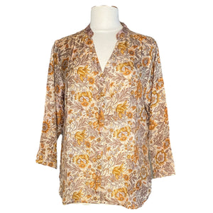 Skjorte i vintagesilke, model better mix i gyldne nuancer i str one size