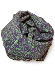 Silketørklæde, kvadratisk, med blå/grønne nuancer fra Cofur