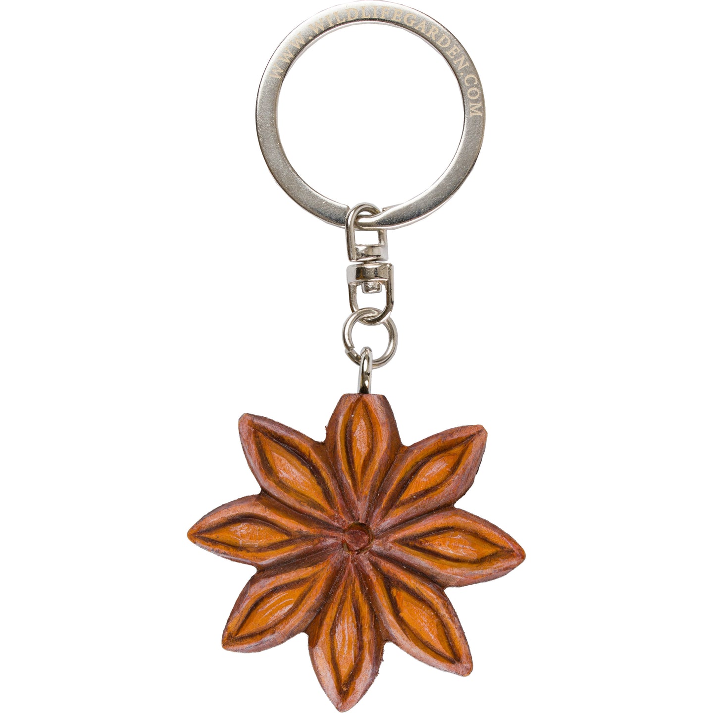 Nøglering, stjerneanis, i håndsnittet træ fra Wildlife Garden