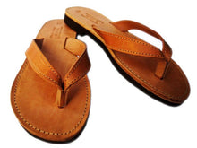 Indlæs billede til gallerivisning Flipflop sandaler i læder - naturlig tan
