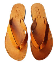 Indlæs billede til gallerivisning Flipflop sandaler i læder - naturlig tan
