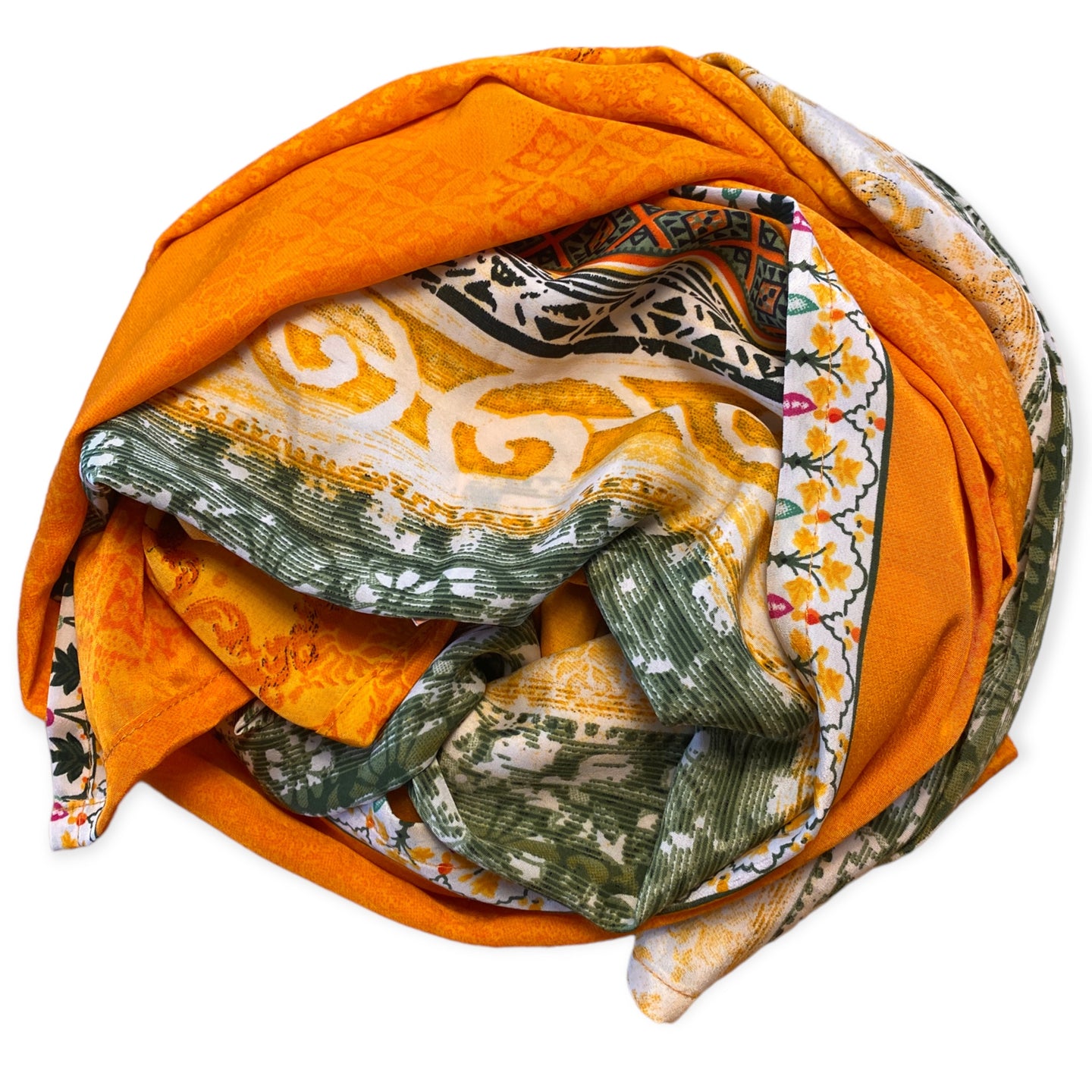 Stort silketørklæde, i orangegule farver fra Cofur